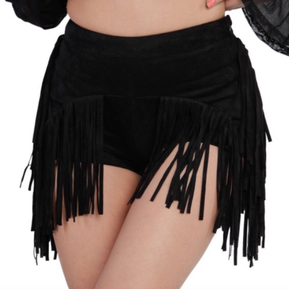 iHeartRaves Festival Fringe Suede High Waisted Booty Shorts Brand New Never Worn